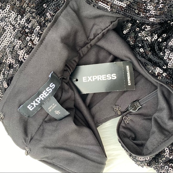 Express Black Sequin Midi Dress - Picture 2 of 3
